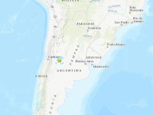 阿根廷圣路易斯西南方向发生5.8级地震震源深度10千米