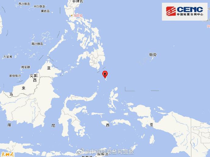 印尼塔劳群岛发生5.5级地震震源深度50千米
