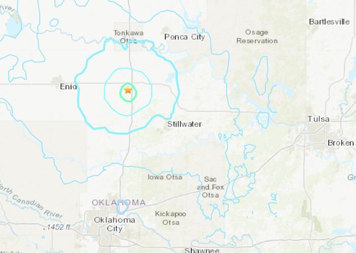 美国俄克拉荷马州发生4.5级地震震源深度7.8公里