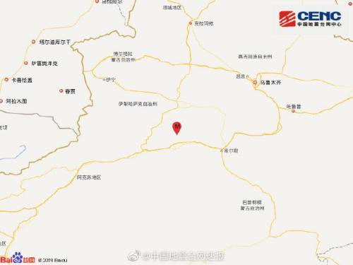 新疆巴音郭楞州轮台县发生3.9级地震震源深度20千米