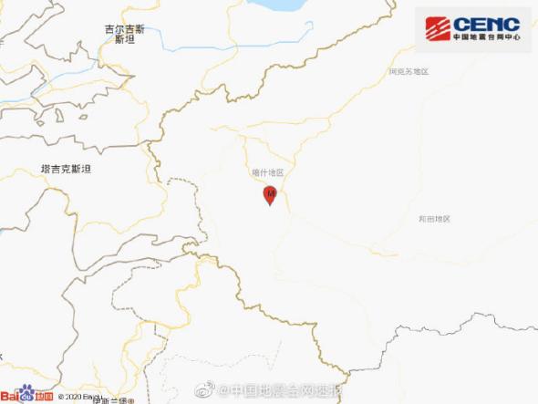 新疆喀什地区莎车县发生4.0级地震震源深度12千米